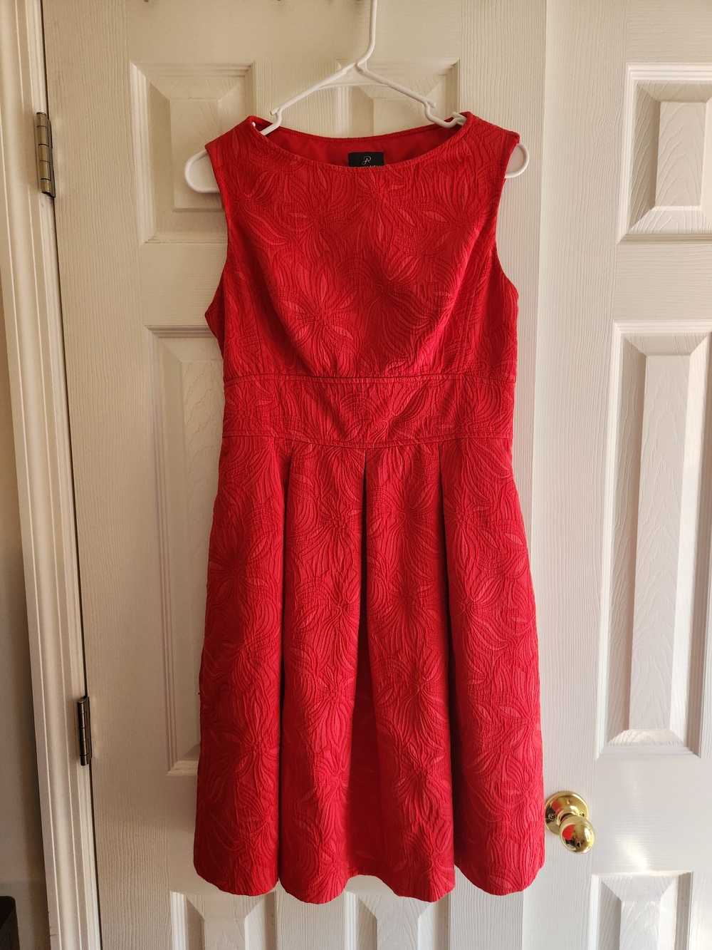 Adrianna Papell Sleeveless Red Textured Fit-and-Flare Dress Size 8